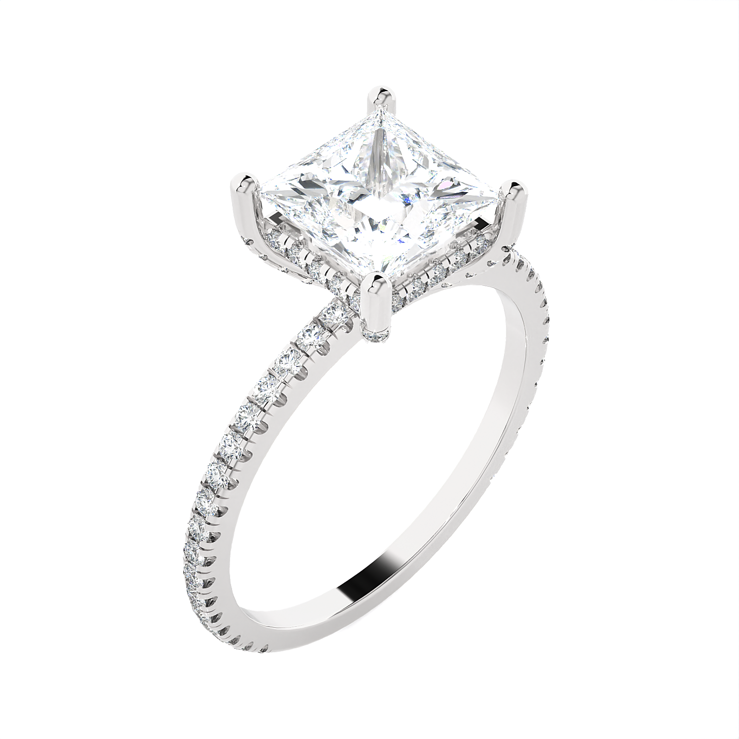 2 1/3 ctw Princess-Cut Lab Grown Diamond Side Stone Engagement Ring