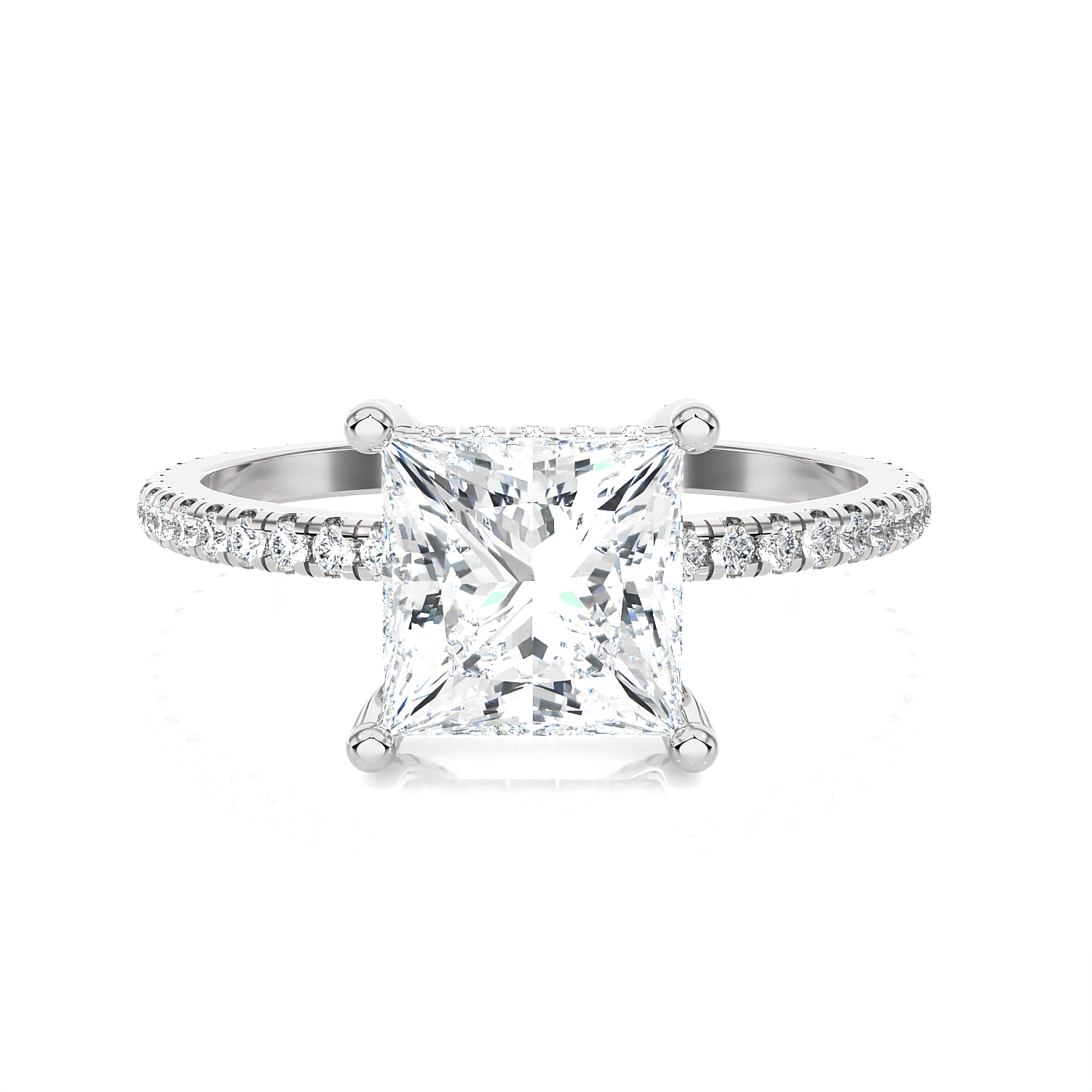 2 1/3 ctw Princess-Cut Lab Grown Diamond Side Stone Engagement Ring