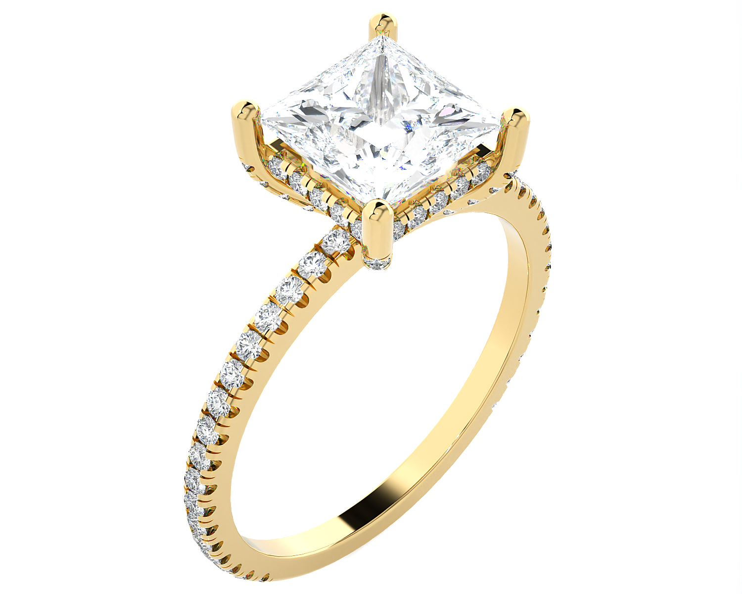 2 1/3 ctw Princess-Cut Lab Grown Diamond Side Stone Engagement Ring