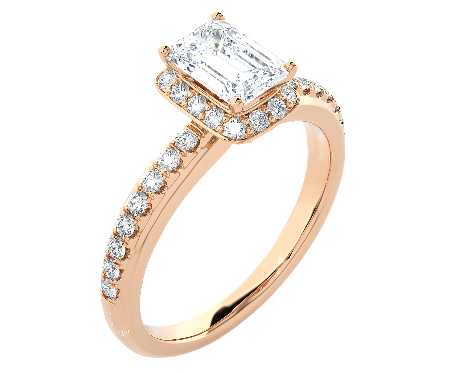 1 3/4 ctw Emerald-Cut Lab Grown Diamond Side Stone Engagement Ring