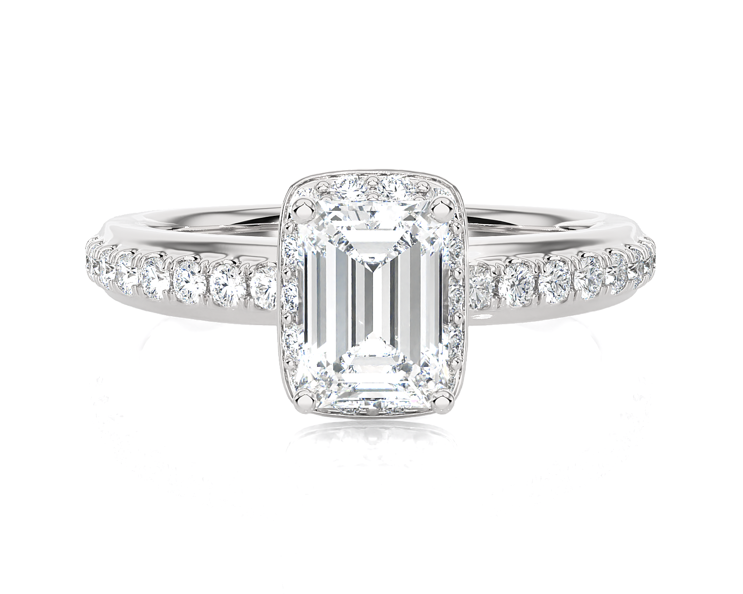 1 3/4 ctw Emerald-Cut Lab Grown Diamond Side Stone Engagement Ring
