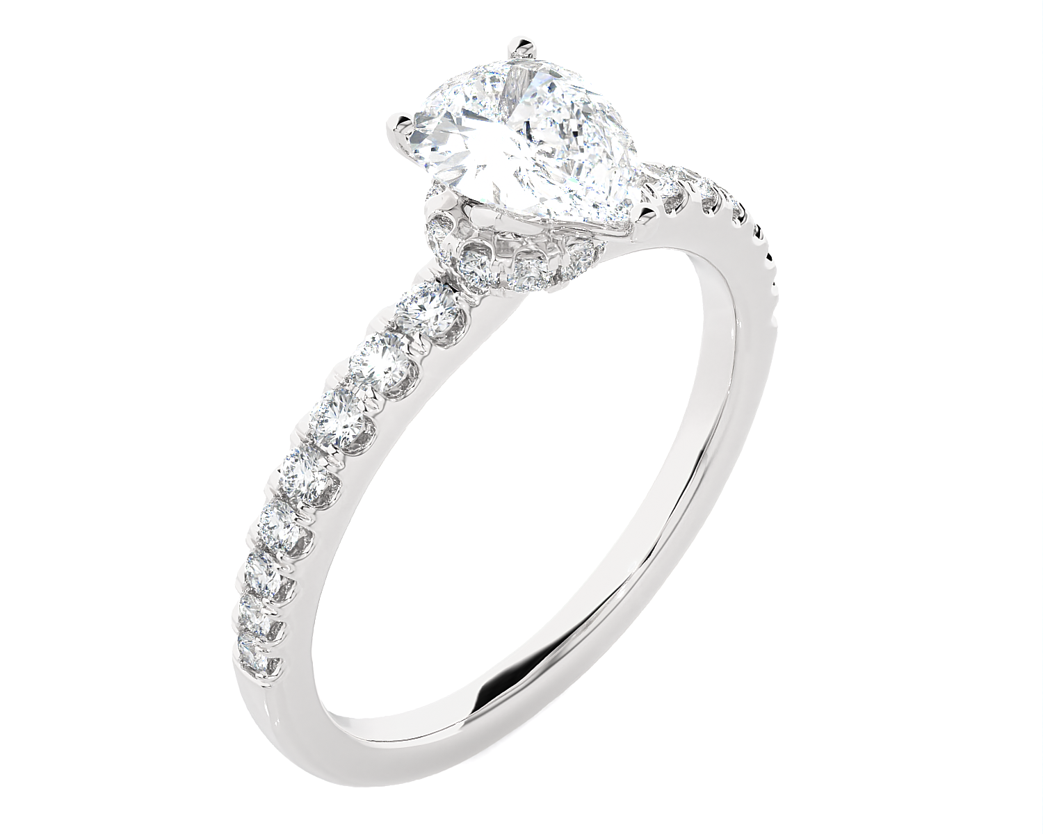 1 3/8 ctw Pear-Shaped Lab Grown Diamond Side Stone Engagement Ring