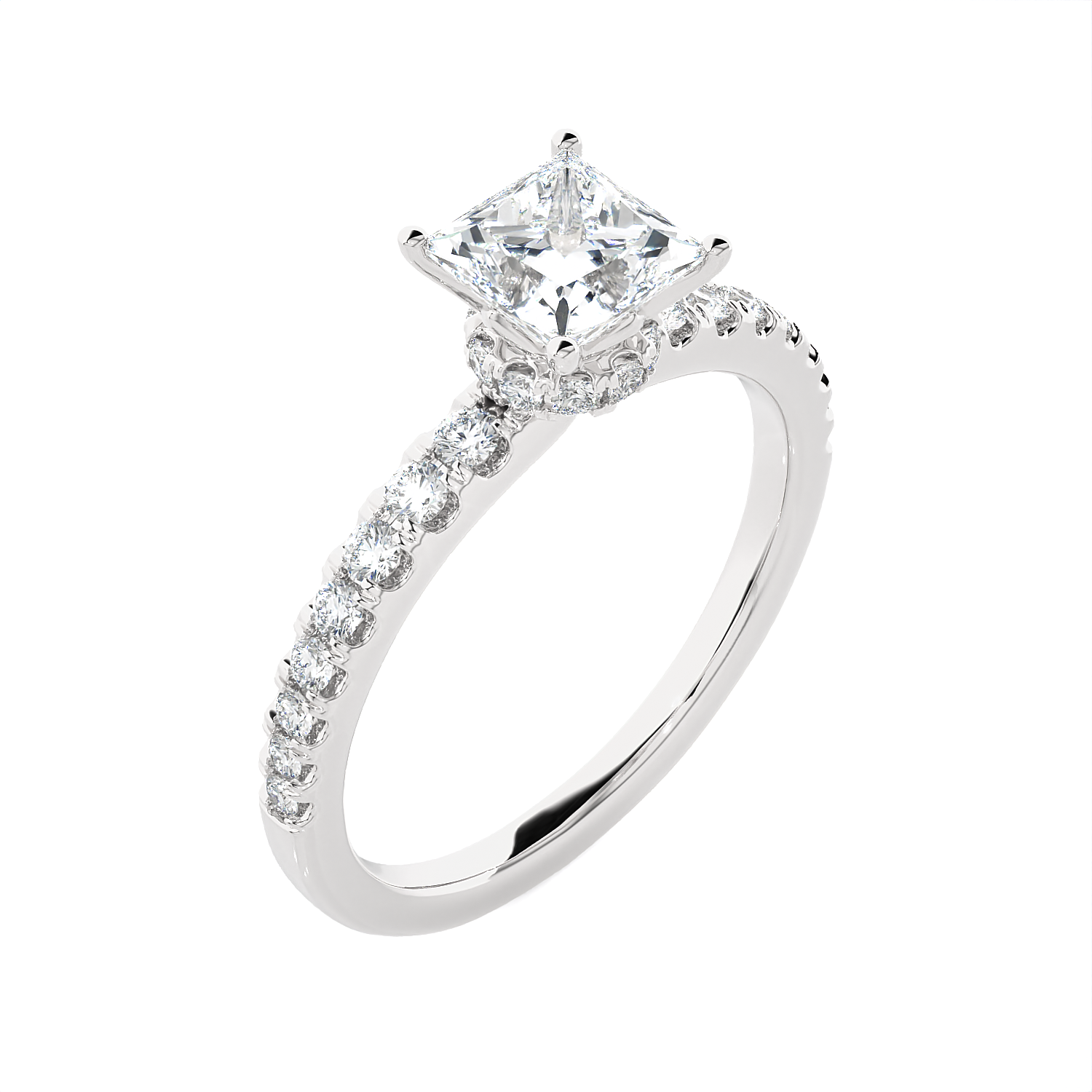 1 3/8 ctw Princess-Cut Lab Grown Diamond Side Stone Engagement Ring