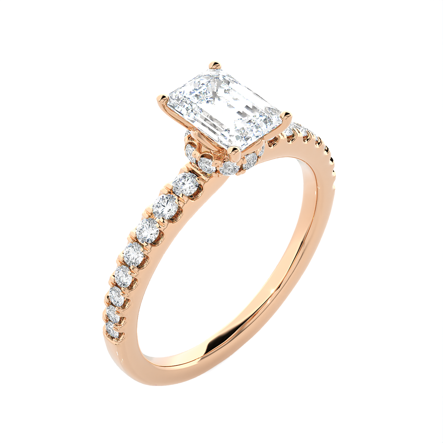 1 3/8 ctw Emerald-Cut Lab Grown Diamond Side Stone Engagement Ring