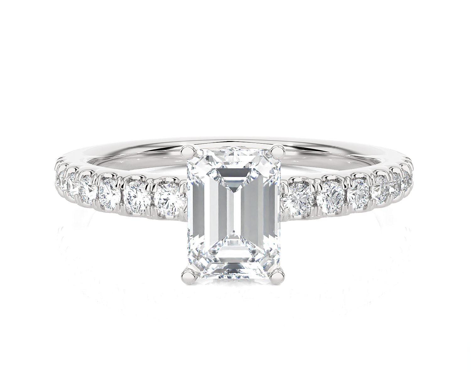 1 3/8 ctw Emerald-Cut Lab Grown Diamond Side Stone Engagement Ring