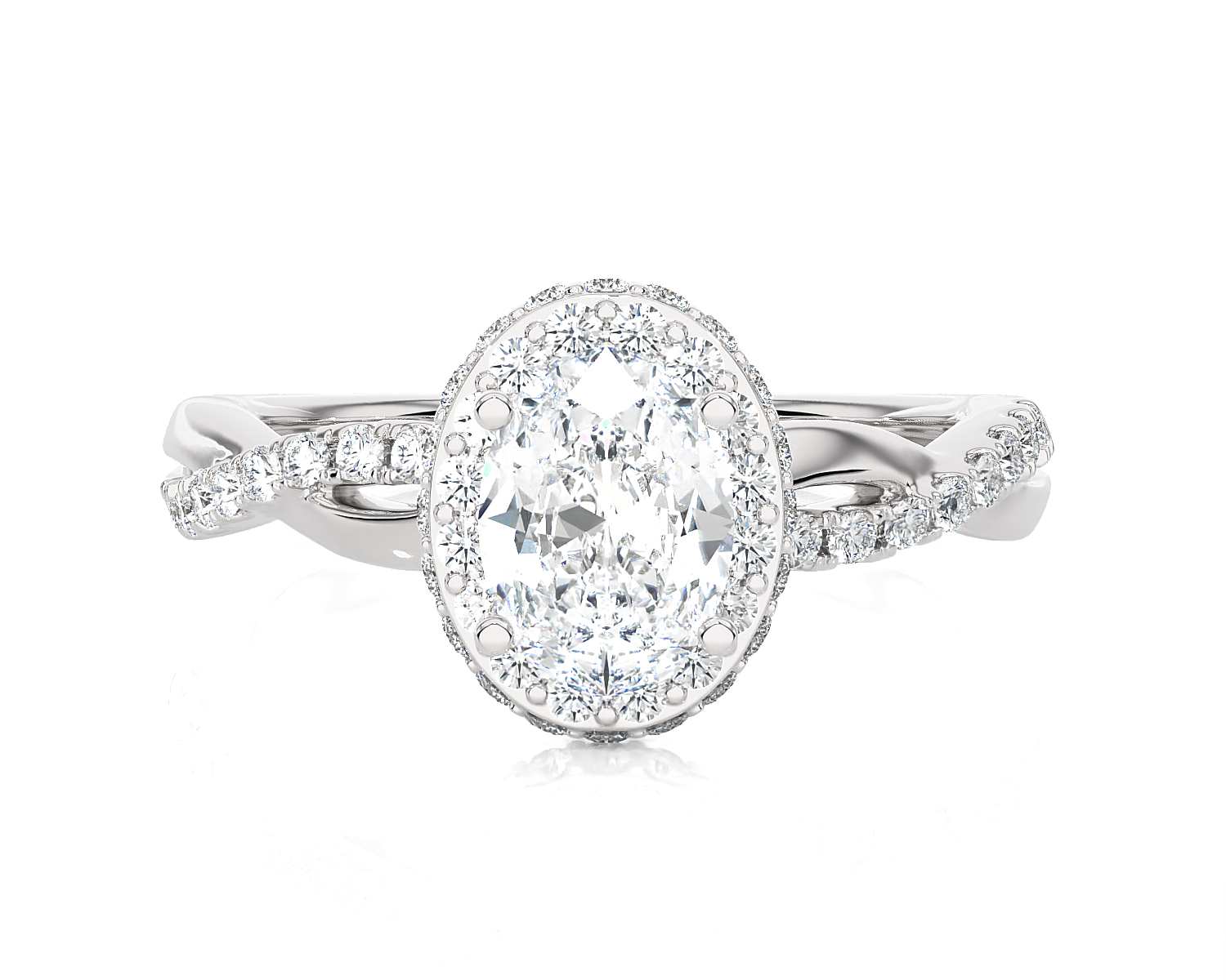 1 1/2 ctw Oval Lab Grown Diamond Halo Engagement Ring