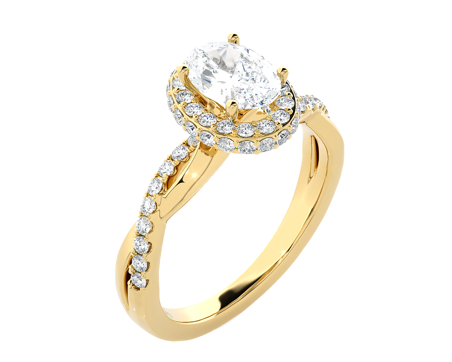 1 1/2 ctw Oval Lab Grown Diamond Halo Engagement Ring
