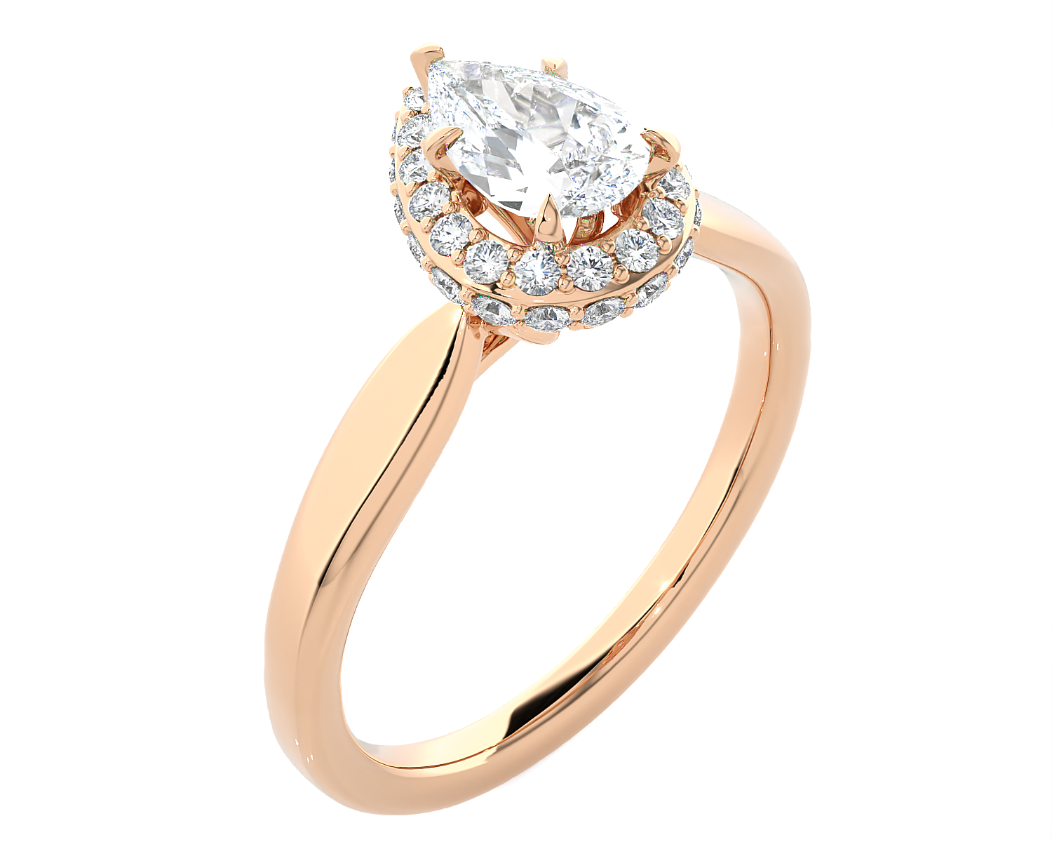 Pear-Shaped Lab Grown Diamond Halo Engagement Ring