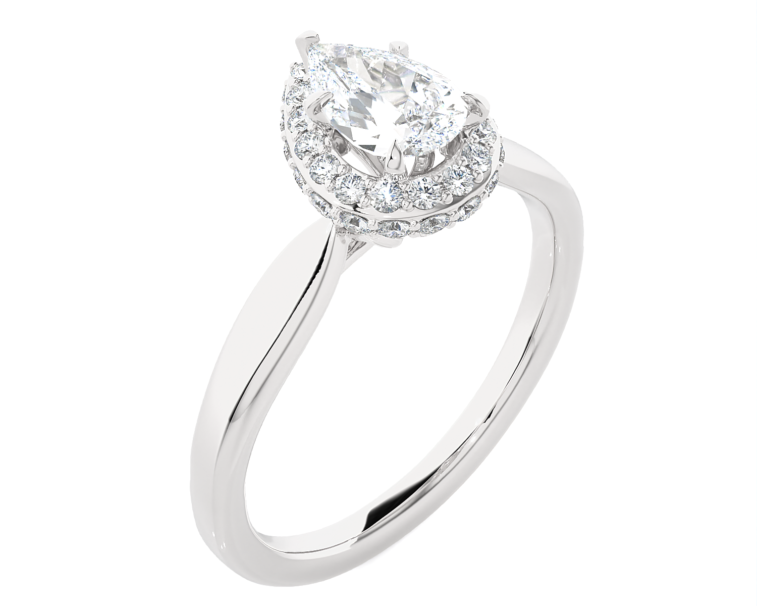Pear-Shaped Lab Grown Diamond Halo Engagement Ring
