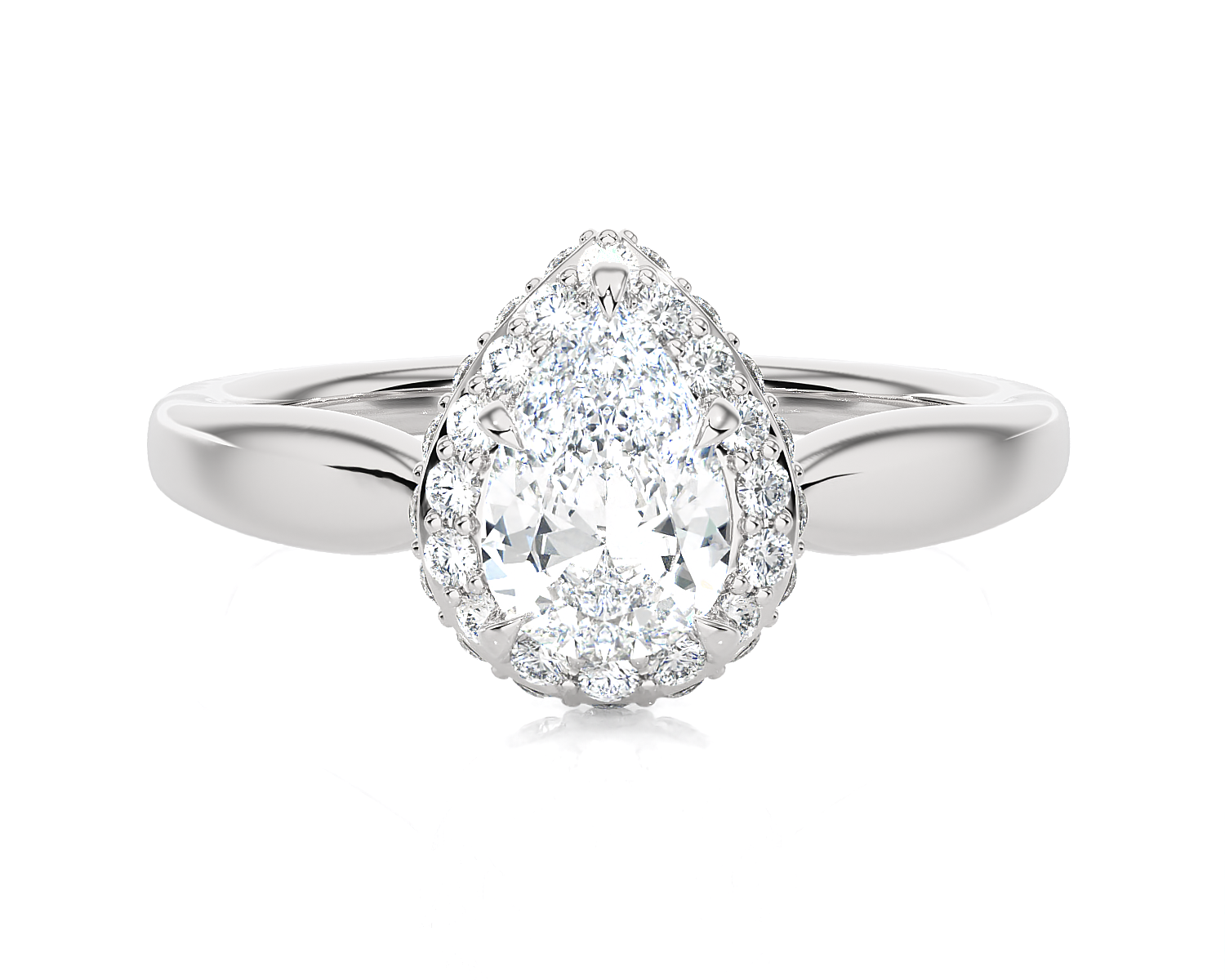 Pear-Shaped Lab Grown Diamond Halo Engagement Ring