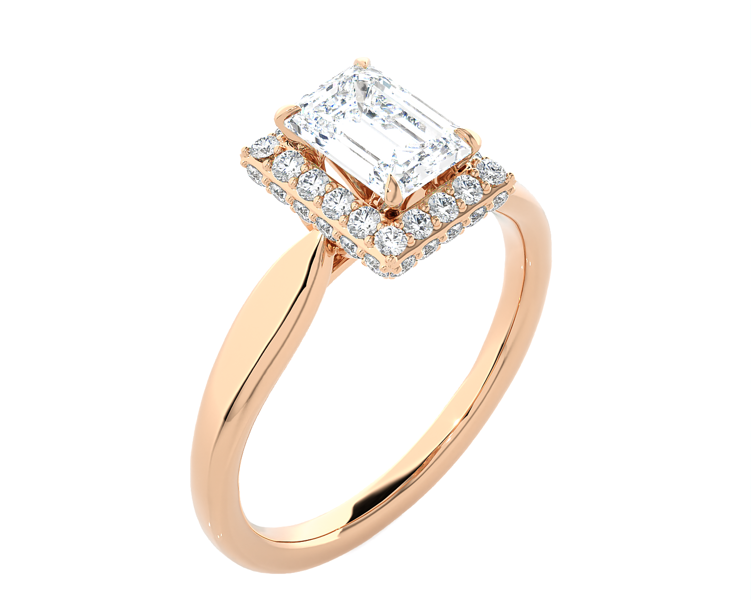 Emerald-Cut Lab Grown Diamond Halo Engagement Ring