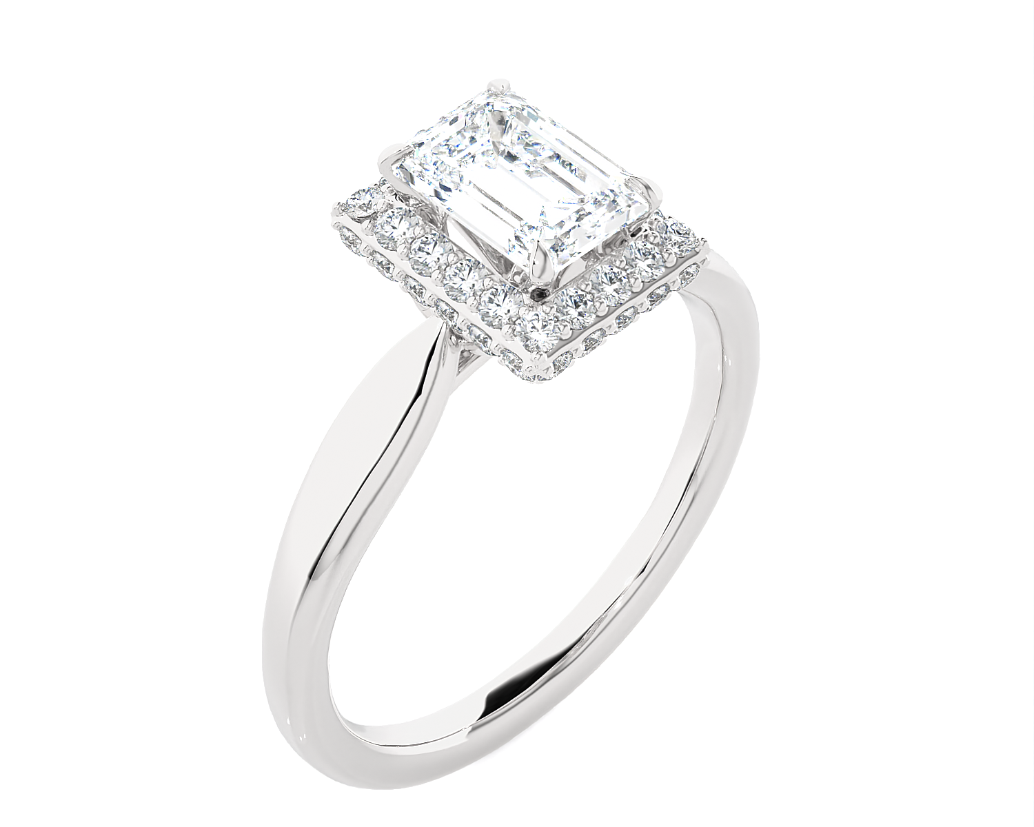 Emerald-Cut Lab Grown Diamond Halo Engagement Ring