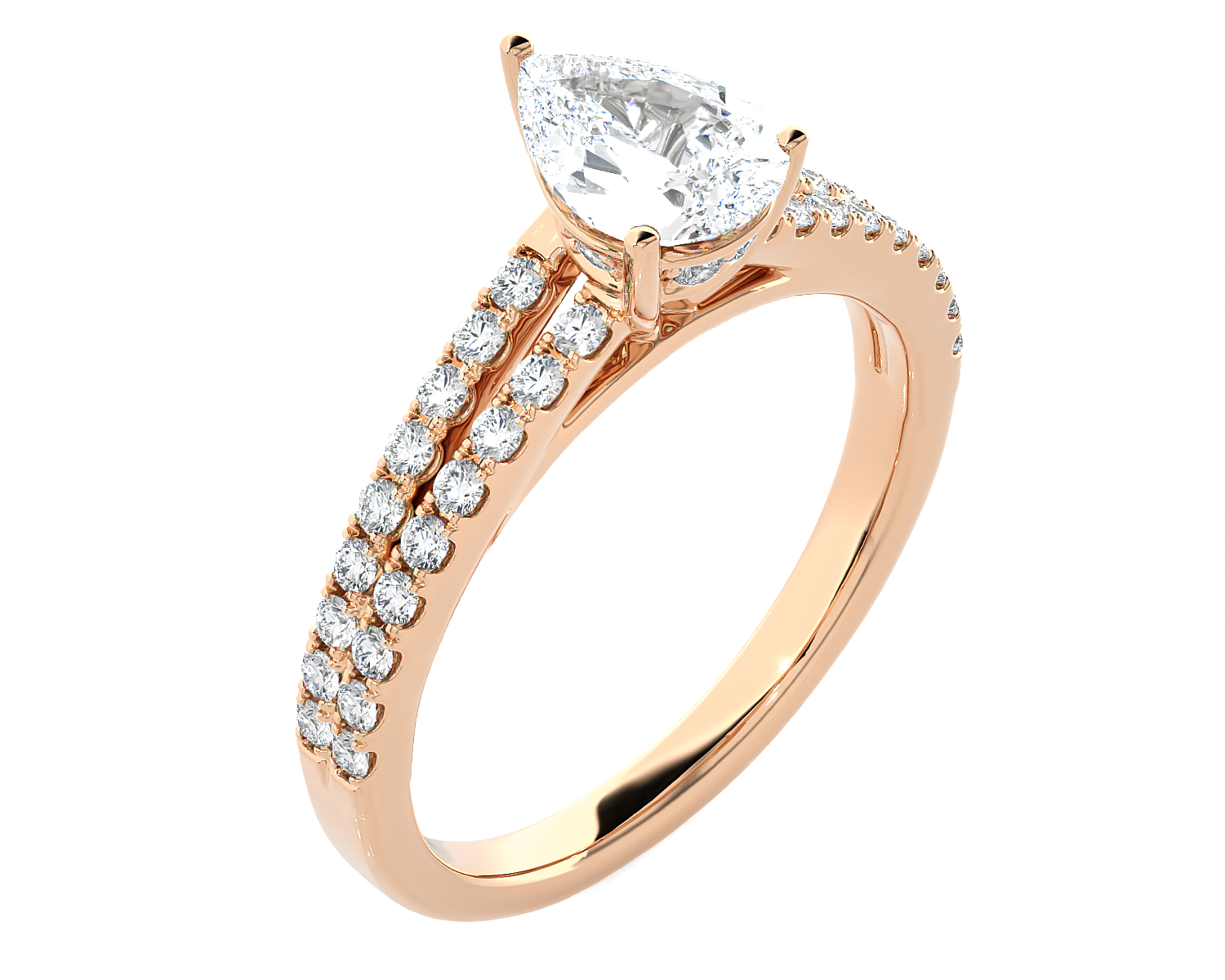 Pear-Shaped Lab Grown Diamond Side Stone Engagement Ring