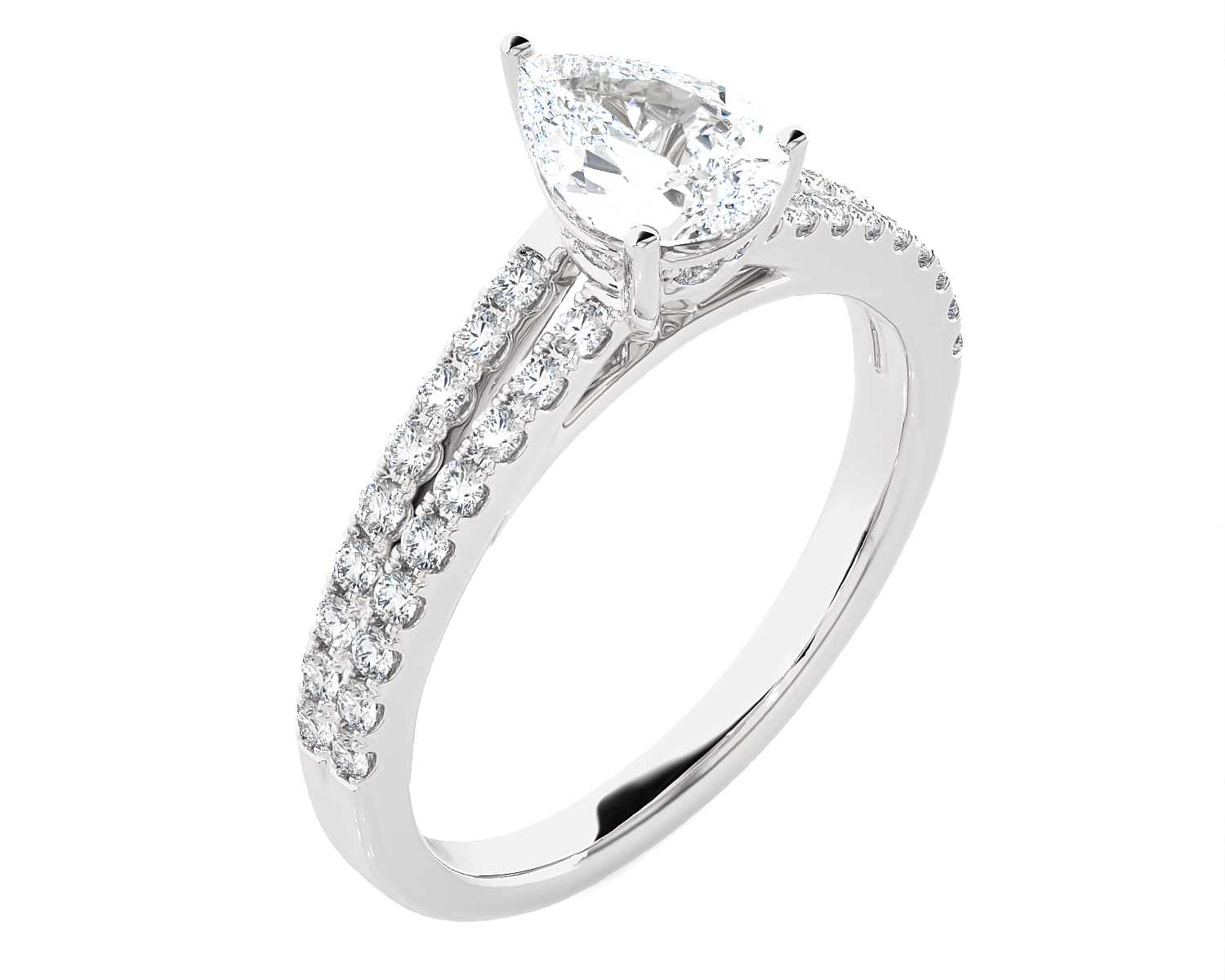Pear-Shaped Lab Grown Diamond Side Stone Engagement Ring