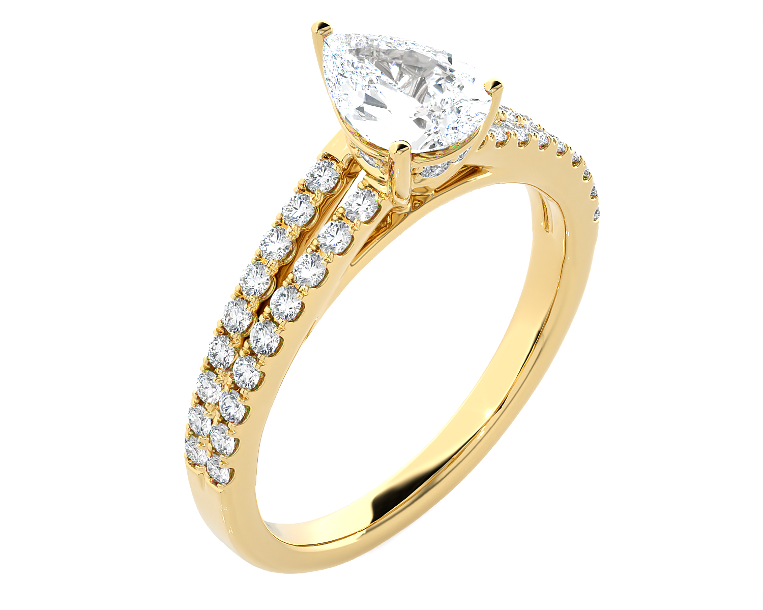 Pear-Shaped Lab Grown Diamond Side Stone Engagement Ring