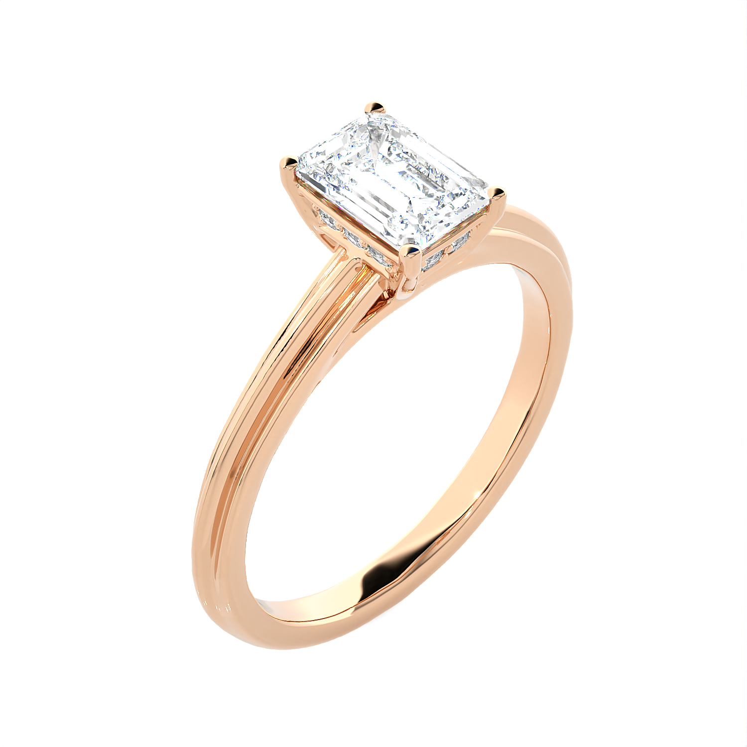 1 ctw Emerald-Cut Lab Grown Diamond Solitaire Engagement Ring