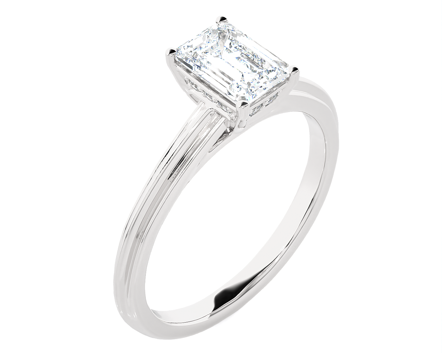 1 ctw Emerald-Cut Lab Grown Diamond Solitaire Engagement Ring