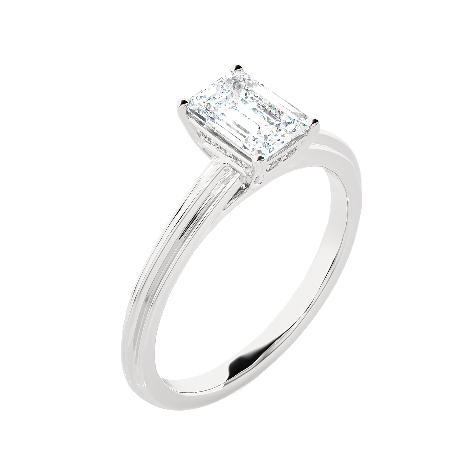 1 ctw Emerald-Cut Lab Grown Diamond Solitaire Engagement Ring
