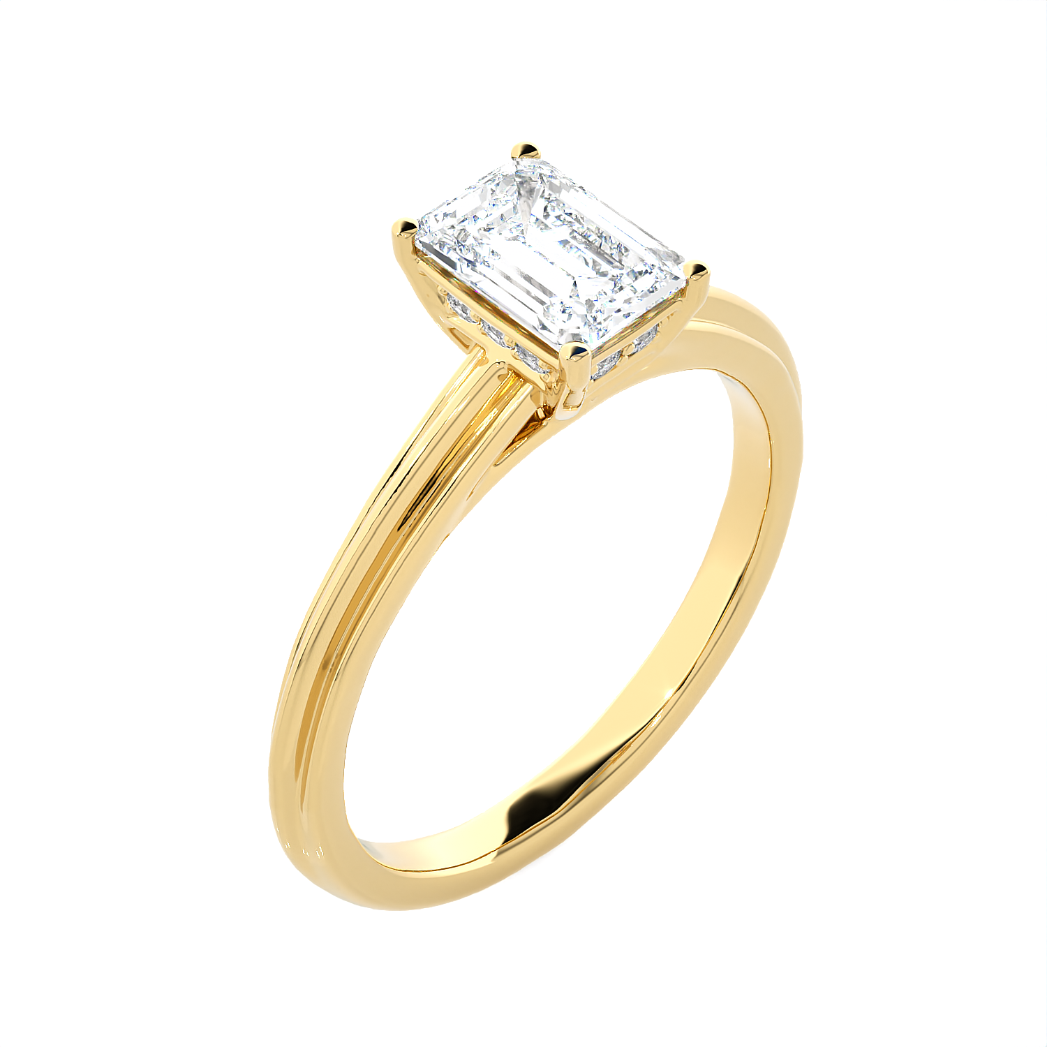 1 ctw Emerald-Cut Lab Grown Diamond Solitaire Engagement Ring