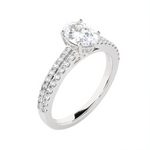 1 3/8 ctw Oval Lab Grown Diamond Side Stone Engagement Ring