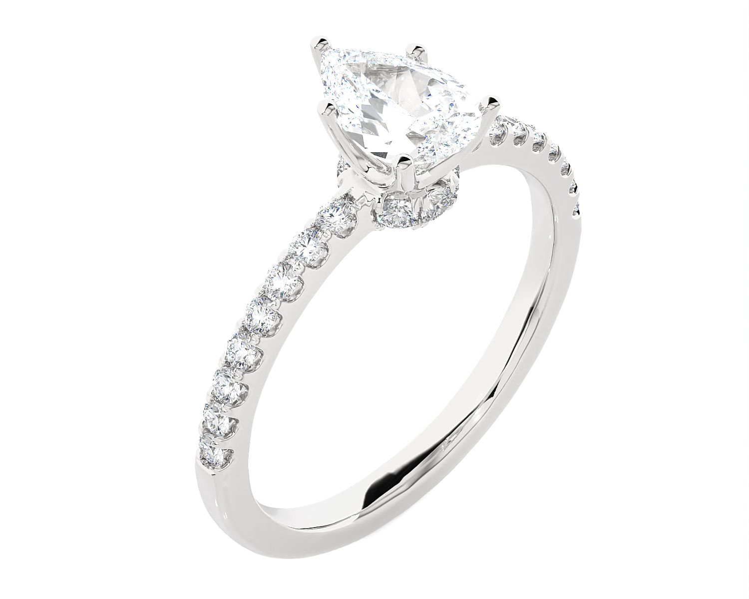 1 1/4 ctw Pear-Shaped Lab Grown Diamond Side Stone Engagement Ring