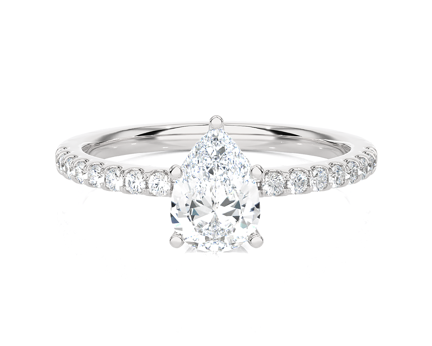 1 1/4 ctw Pear-Shaped Lab Grown Diamond Side Stone Engagement Ring