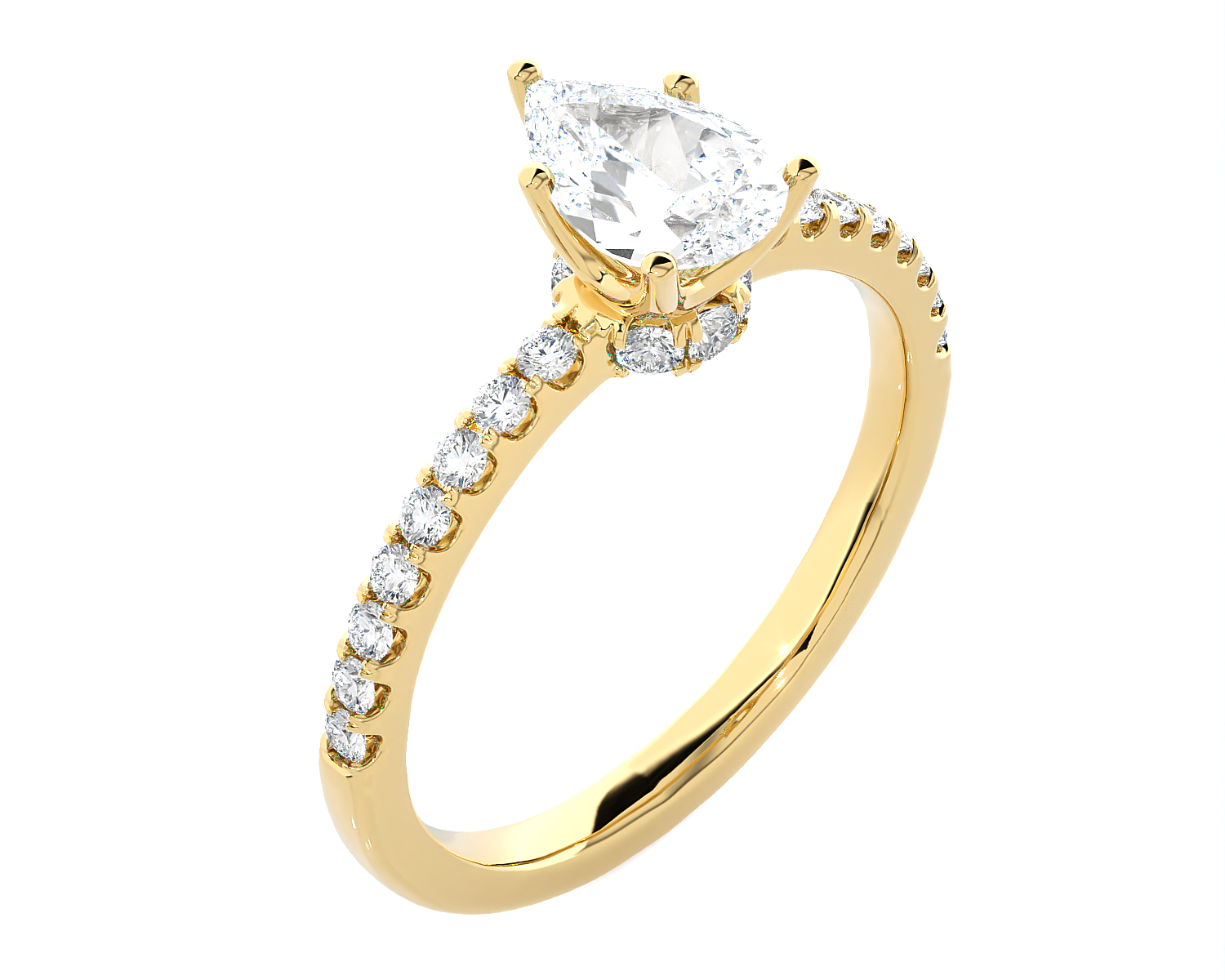 1 1/4 ctw Pear-Shaped Lab Grown Diamond Side Stone Engagement Ring