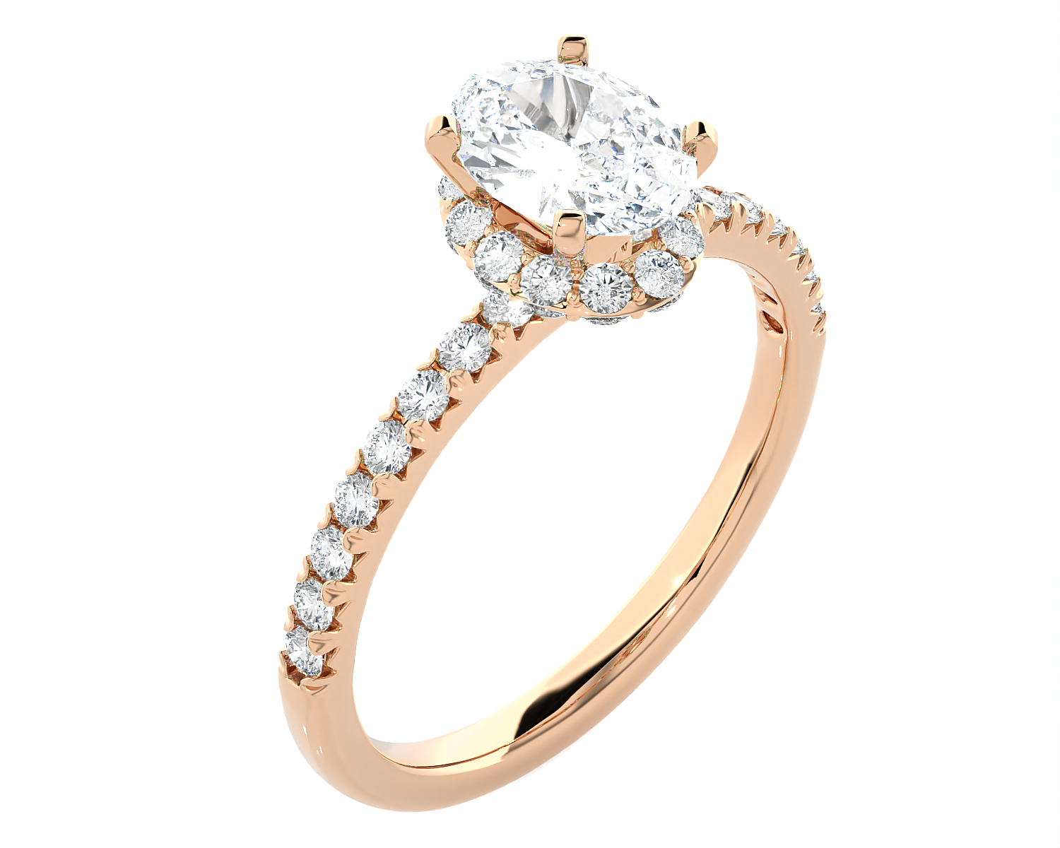 1 5/8 ctw Oval Lab Grown Diamond Side Stone Engagement Ring