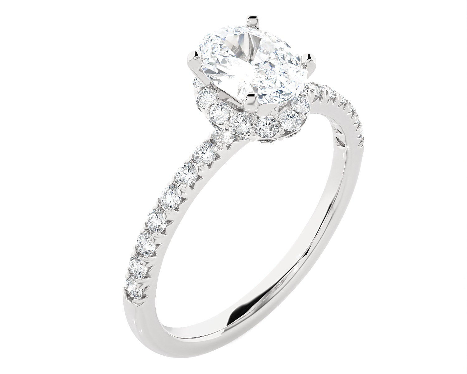 1 5/8 ctw Oval Lab Grown Diamond Side Stone Engagement Ring
