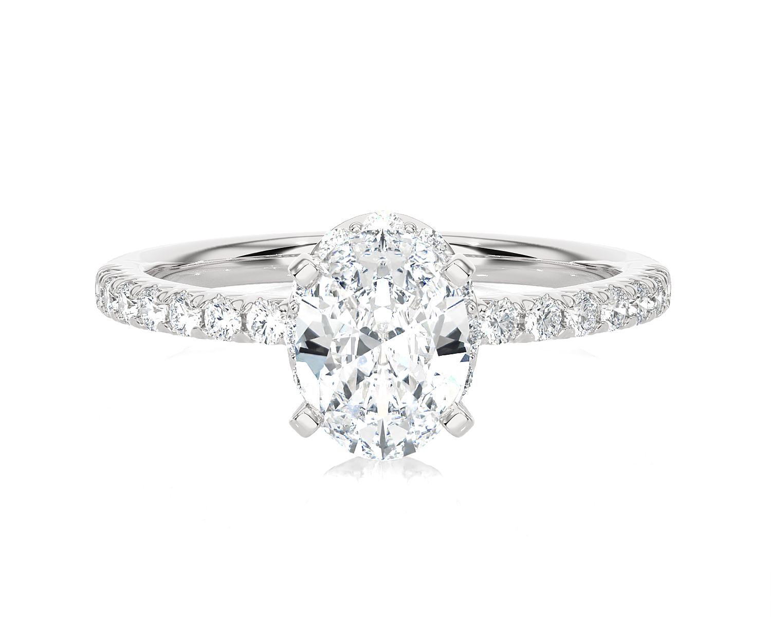 1 5/8 ctw Oval Lab Grown Diamond Side Stone Engagement Ring