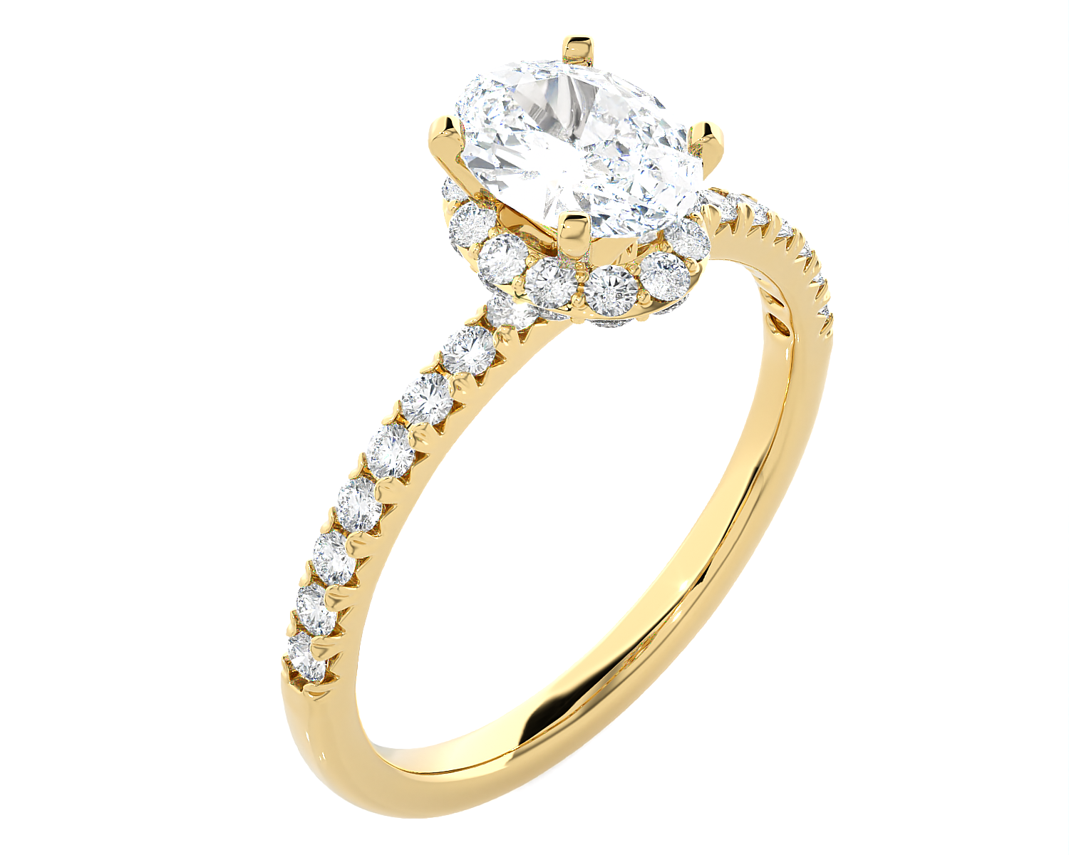1 5/8 ctw Oval Lab Grown Diamond Side Stone Engagement Ring