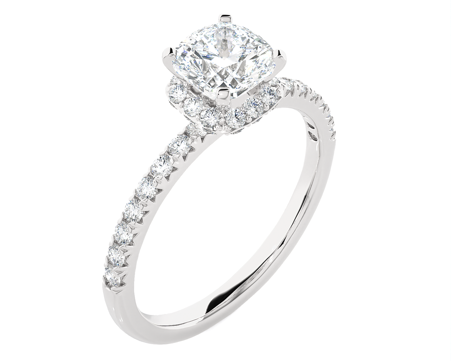 2 ctw Round Lab Grown Diamond Side Stone Engagement Ring