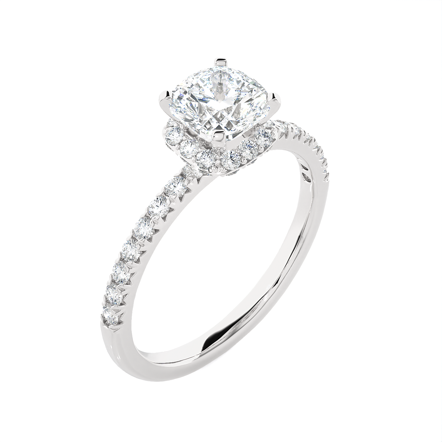 2 ctw Round Lab Grown Diamond Side Stone Engagement Ring