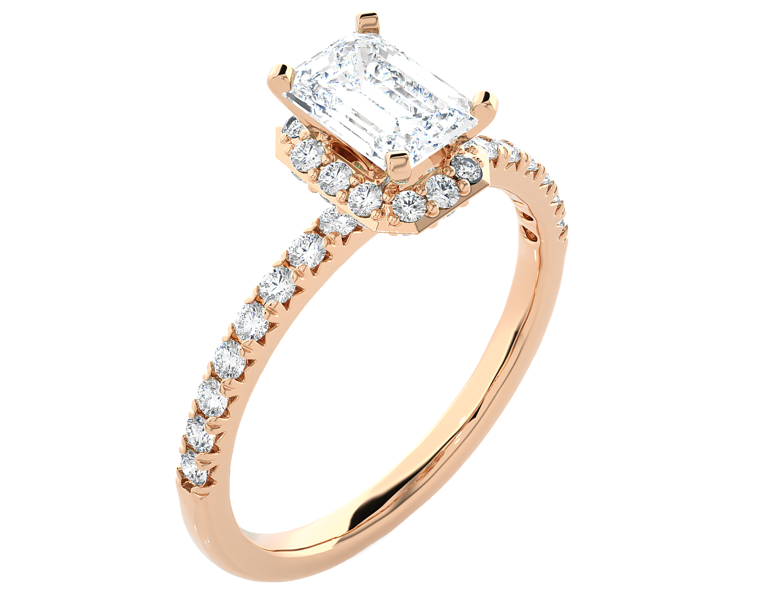 1 5/8 ctw Emerald-Cut Lab Grown Diamond Side Stone Engagement Ring