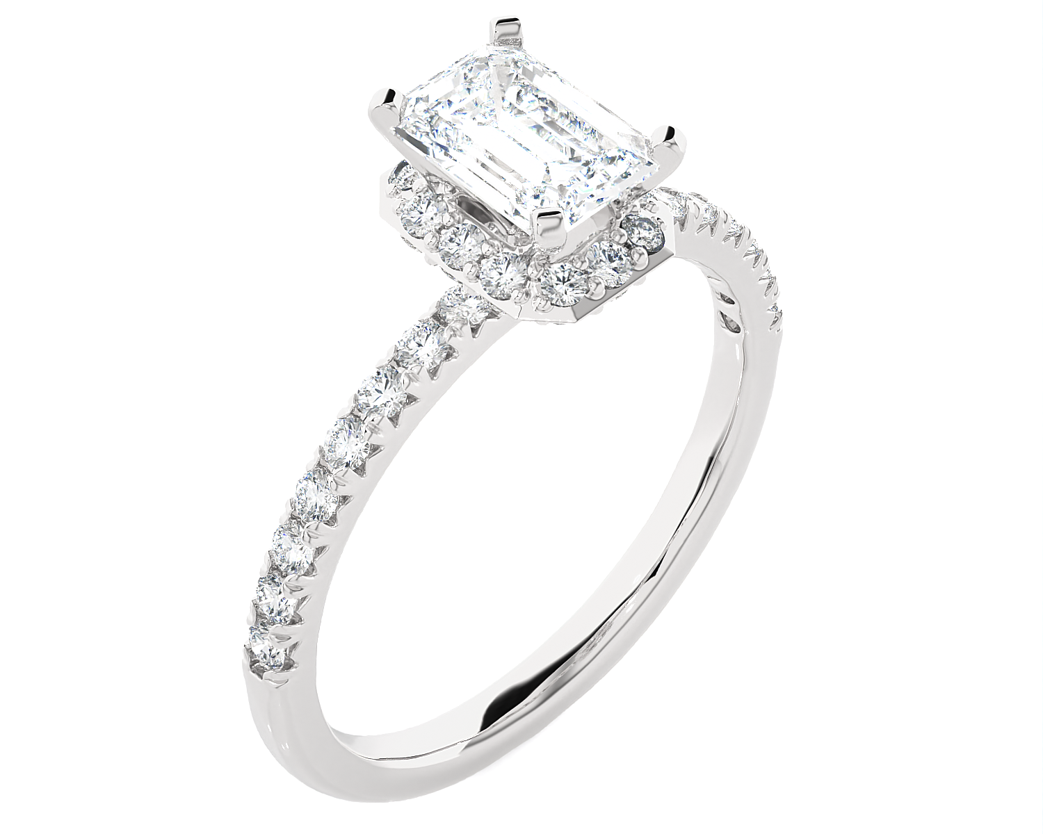 1 5/8 ctw Emerald-Cut Lab Grown Diamond Side Stone Engagement Ring