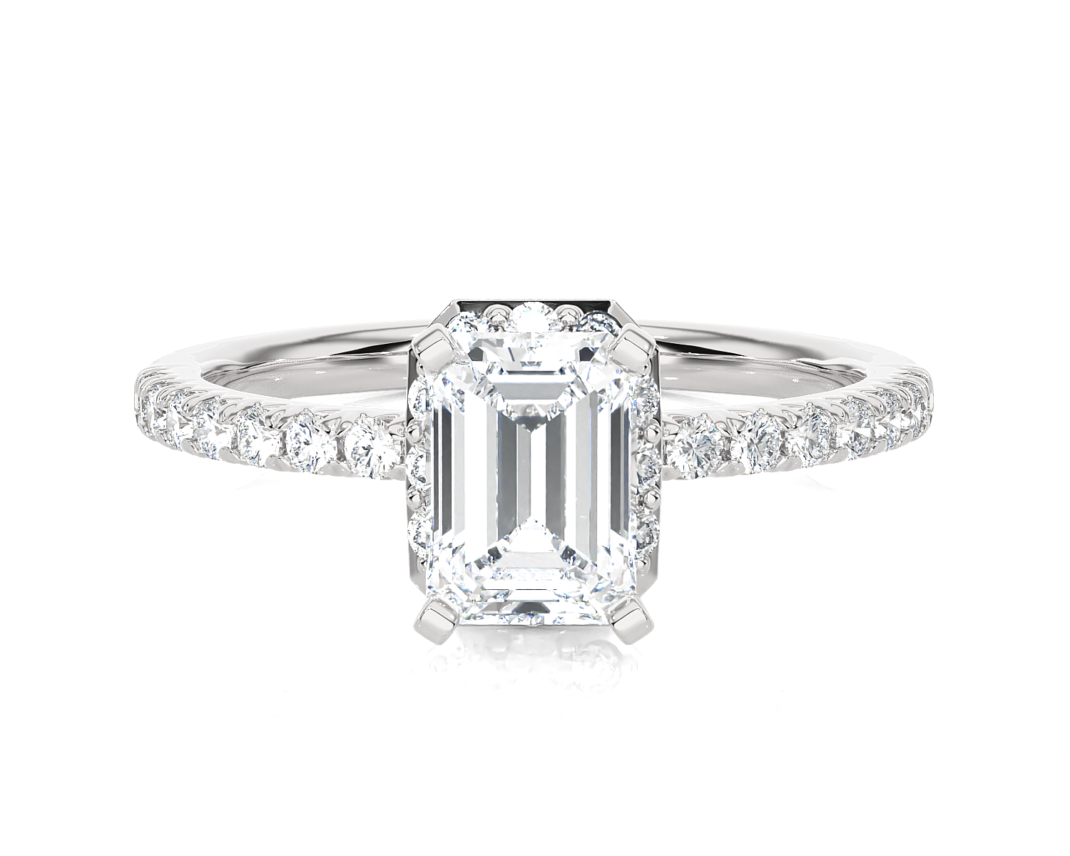 1 5/8 ctw Emerald-Cut Lab Grown Diamond Side Stone Engagement Ring
