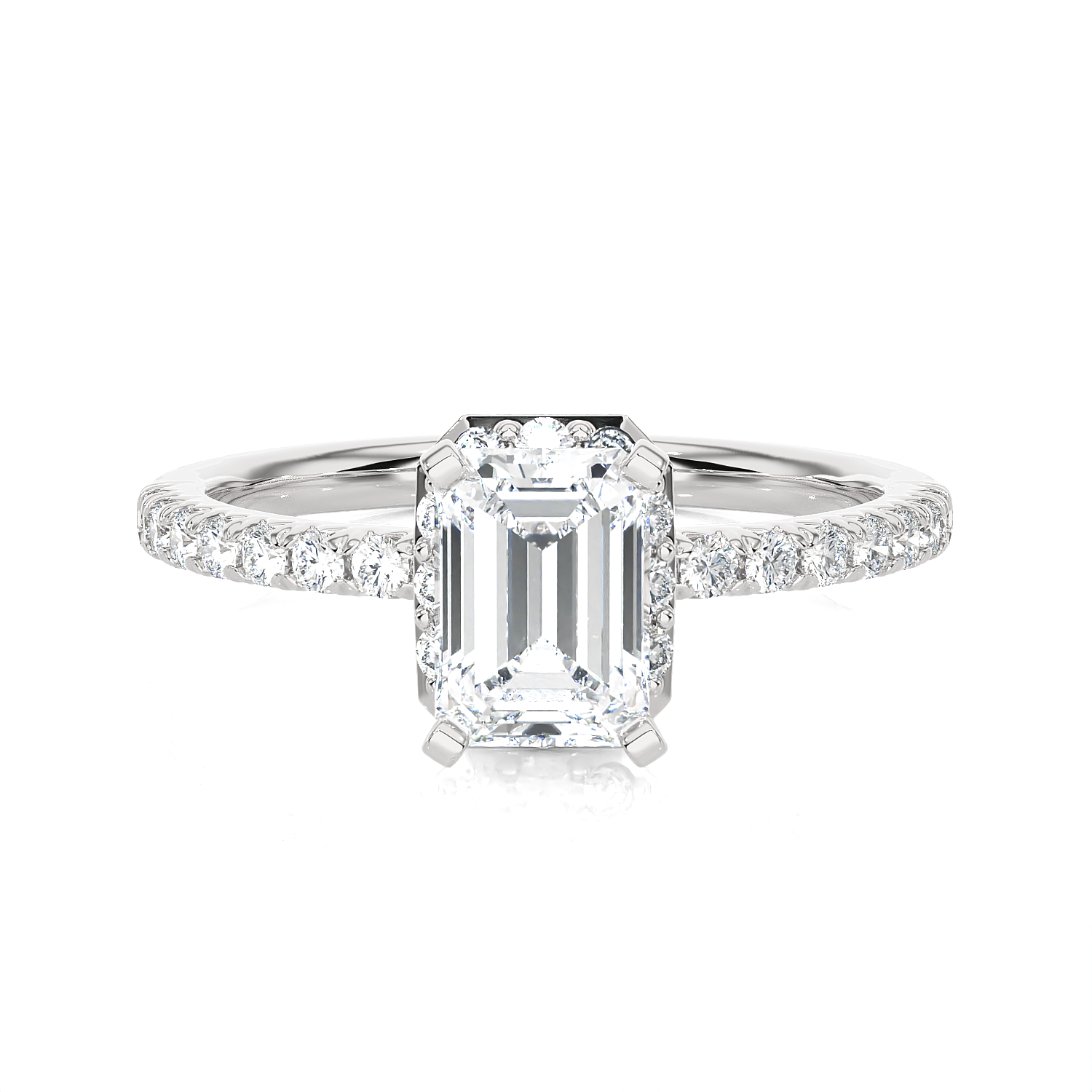 1 5/8 ctw Emerald-Cut Lab Grown Diamond Side Stone Engagement Ring