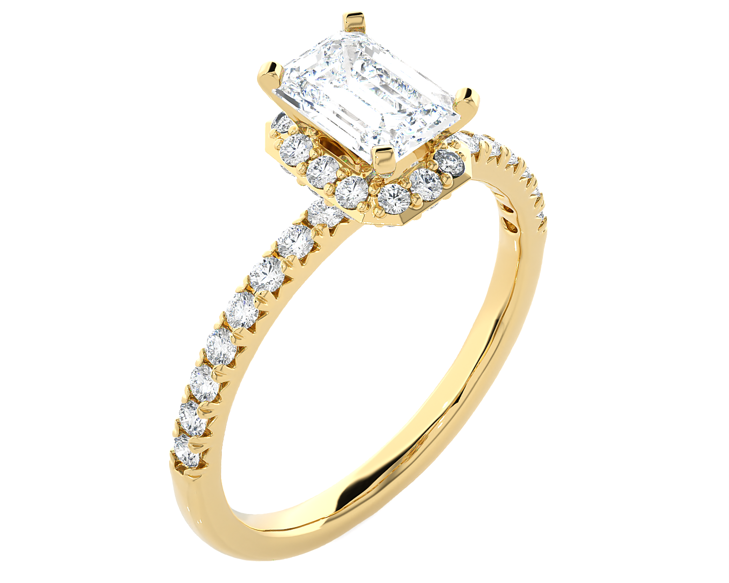 1 5/8 ctw Emerald-Cut Lab Grown Diamond Side Stone Engagement Ring