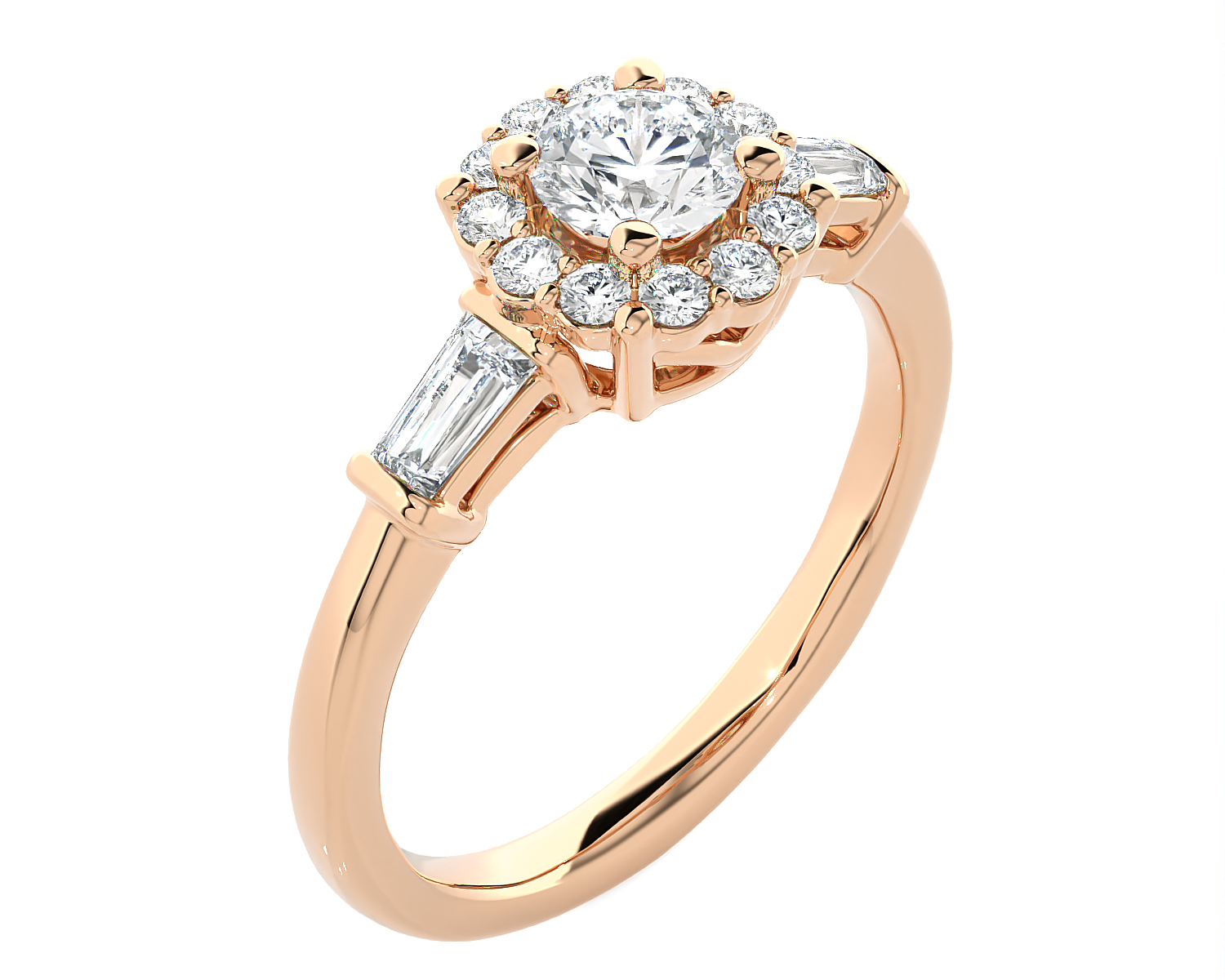 7/8 ctw Round Lab Grown Diamond Halo Engagement Ring