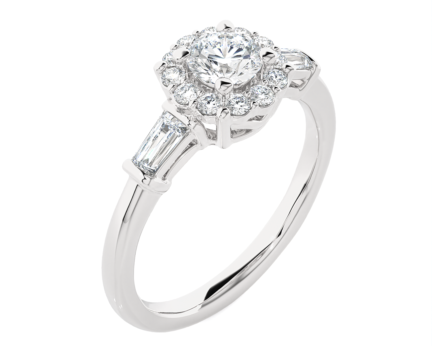 7/8 ctw Round Lab Grown Diamond Halo Engagement Ring
