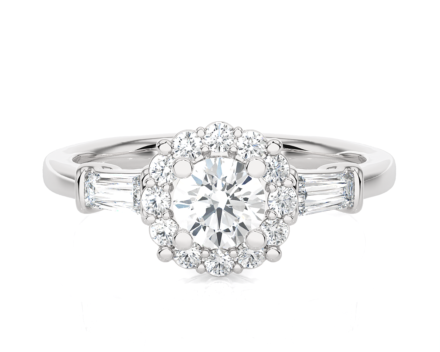 7/8 ctw Round Lab Grown Diamond Halo Engagement Ring