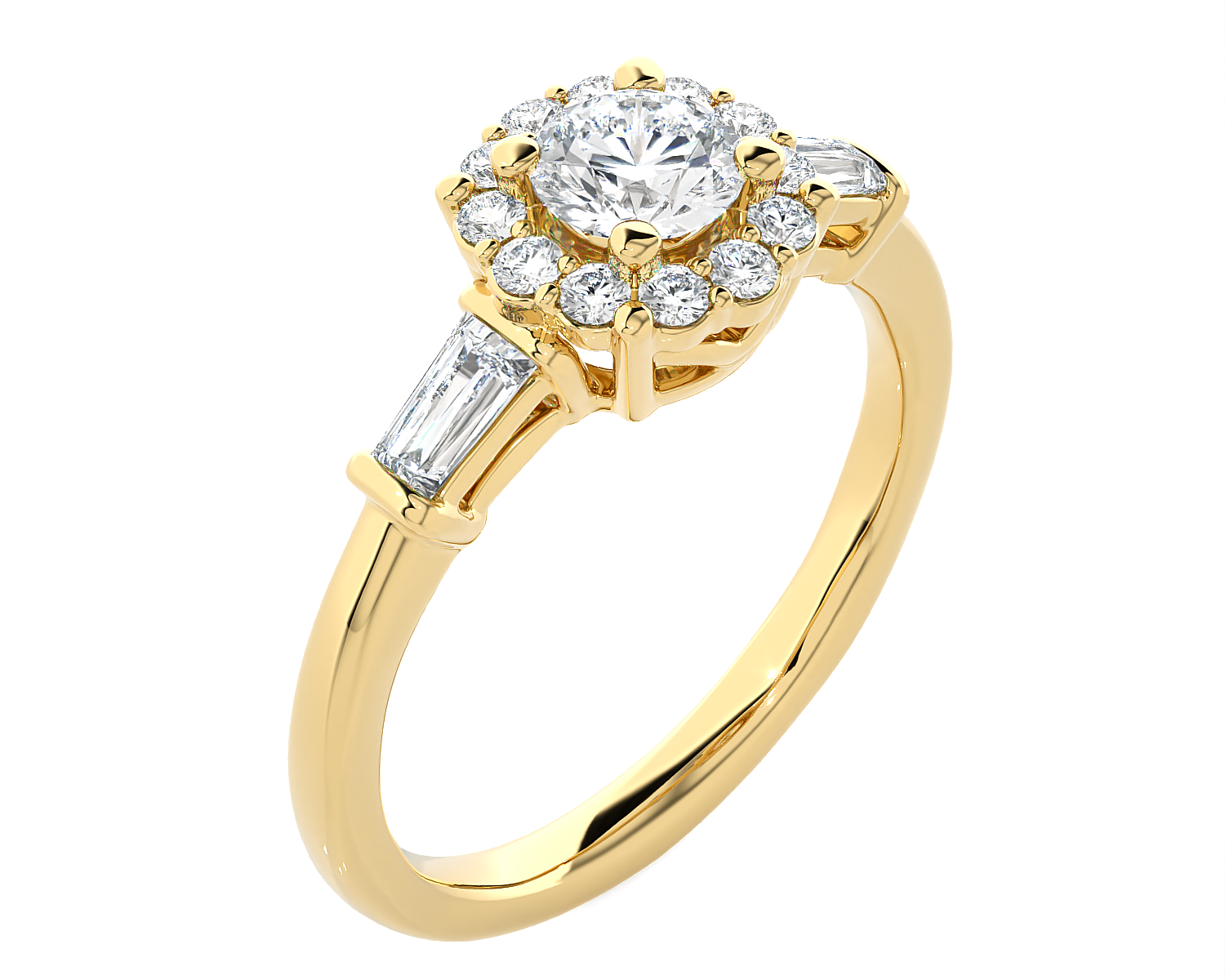 7/8 ctw Round Lab Grown Diamond Halo Engagement Ring