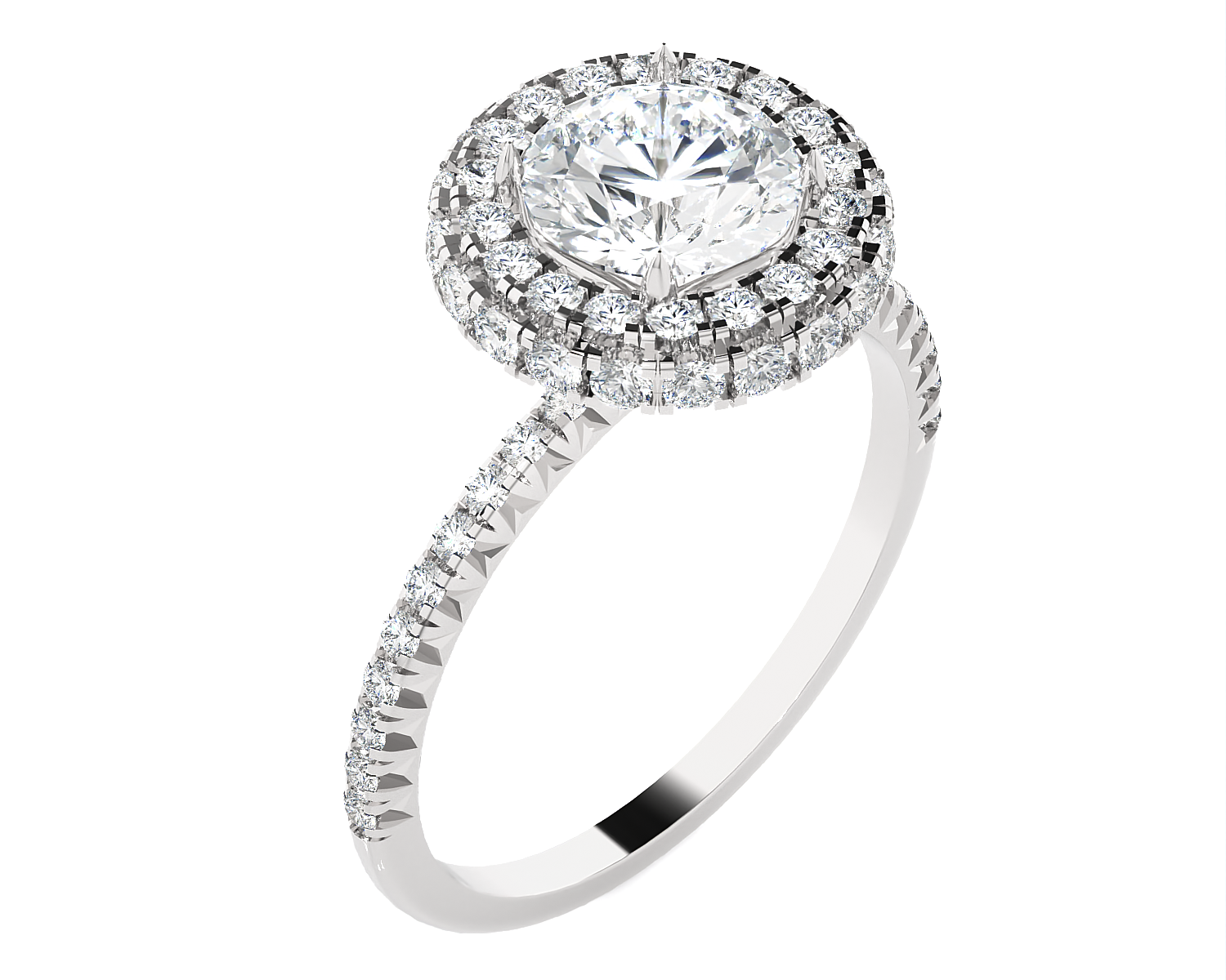 1 5/8 ctw Round Lab Grown Diamond Halo Engagement Ring