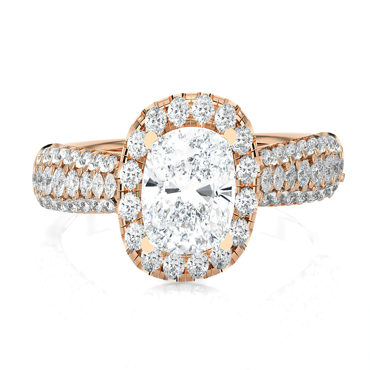 1 1/2 ctw Cushion-Cut Lab Grown Diamond Halo Engagement Ring