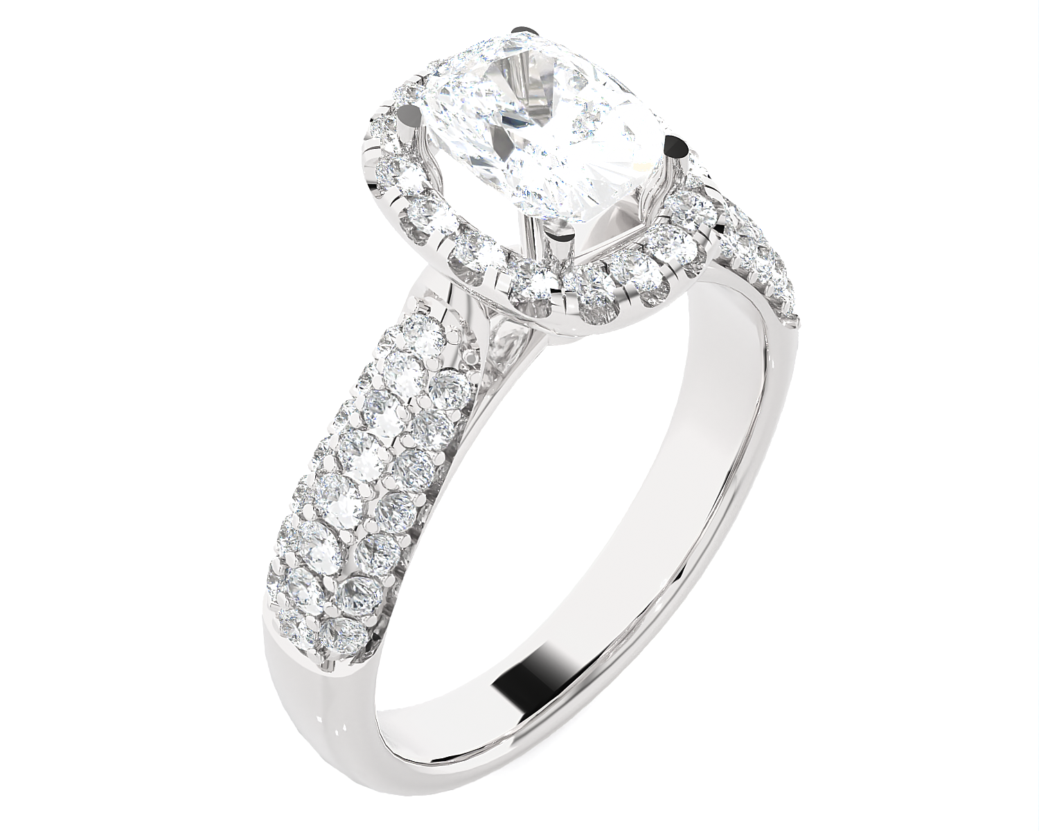 1 1/2 ctw Cushion-Cut Lab Grown Diamond Halo Engagement Ring