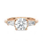 1 3/4 ctw Round with Tapered Baguette Three Stone Lab Grown Diamond Ring