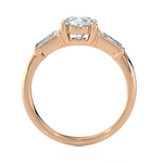 1 3/4 ctw Round with Tapered Baguette Three Stone Lab Grown Diamond Ring
