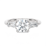 1 3/4 ctw Round with Tapered Baguette Three Stone Lab Grown Diamond Ring