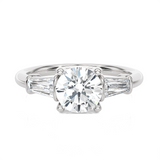 1 3/4 ctw Round with Tapered Baguette Three Stone Lab Grown Diamond Ring