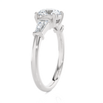 1 3/4 ctw Round with Tapered Baguette Three Stone Lab Grown Diamond Ring